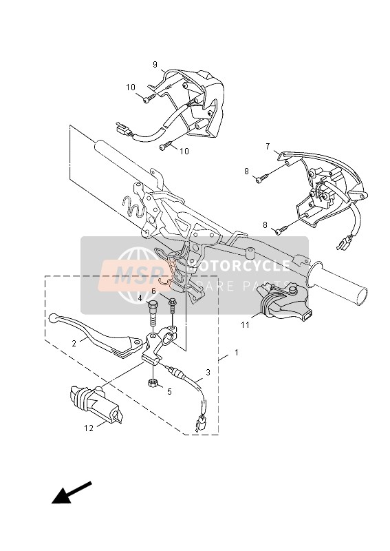 Yamaha HW125 2012 Interruttore maniglia & Leva per un 2012 Yamaha HW125